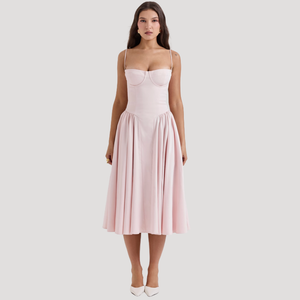 Women's Sweetheart Neckline Corset Midi Dress