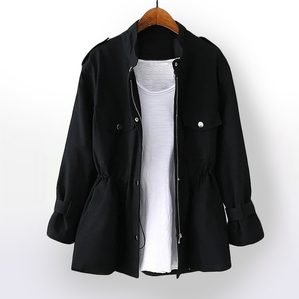 Blazer casual para mujer con estilo utilitario y cintura ajustable con cordón