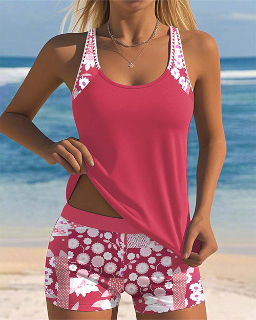 Women's Floral Print Tankini Swim Set