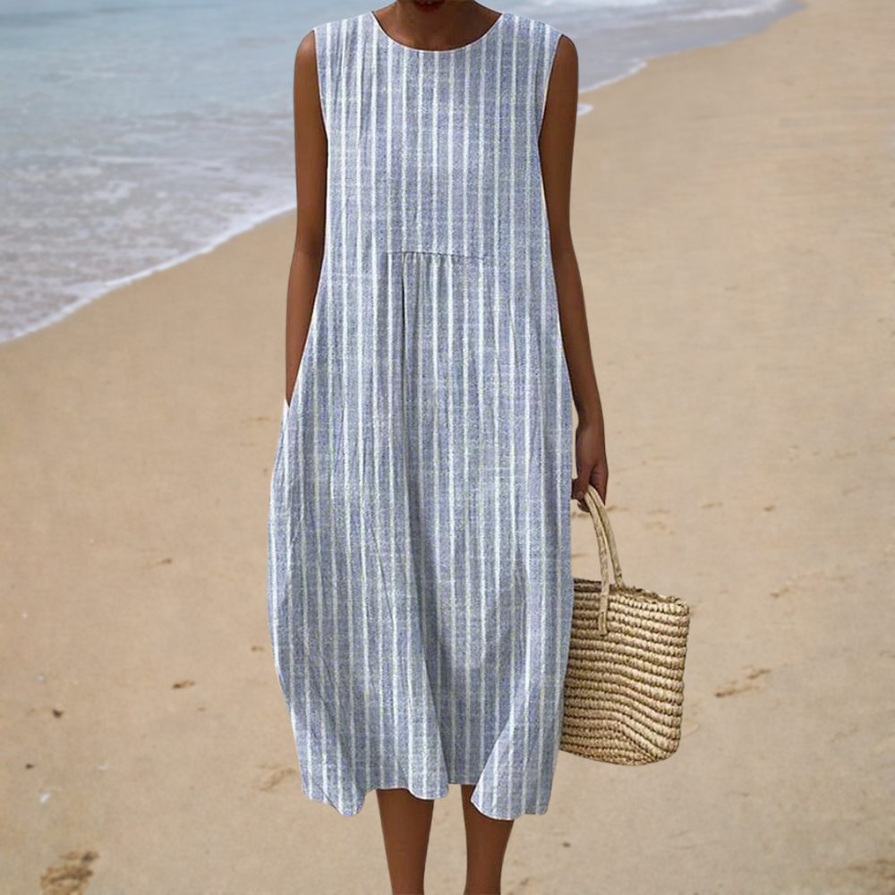 Women’s Sleeveless Striped Summer Midi Dress