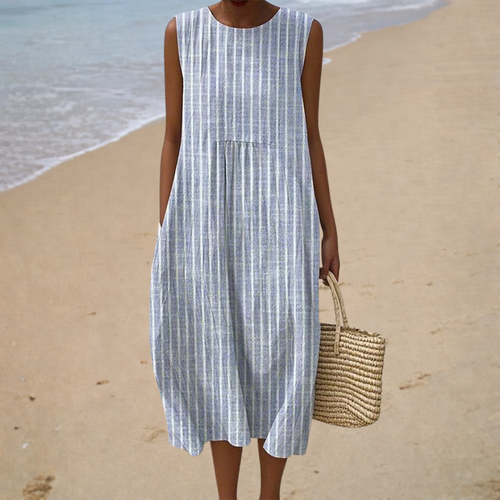 Women’s Sleeveless Striped Summer Midi Dress