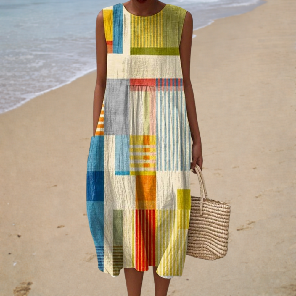 Women’s Colourful Patchwork Summer Midi Dress