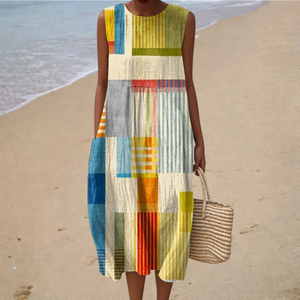 Women’s Colourful Patchwork Summer Midi Dress