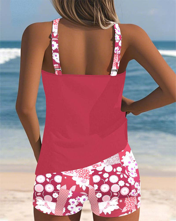 Women's Floral Print Tankini Swim Set
