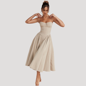 Women's Sweetheart Neckline Corset Midi Dress
