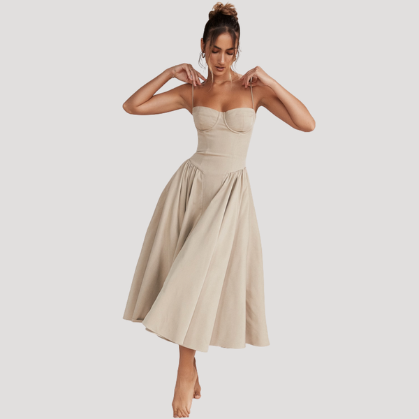 Women's Sweetheart Neckline Corset Midi Dress