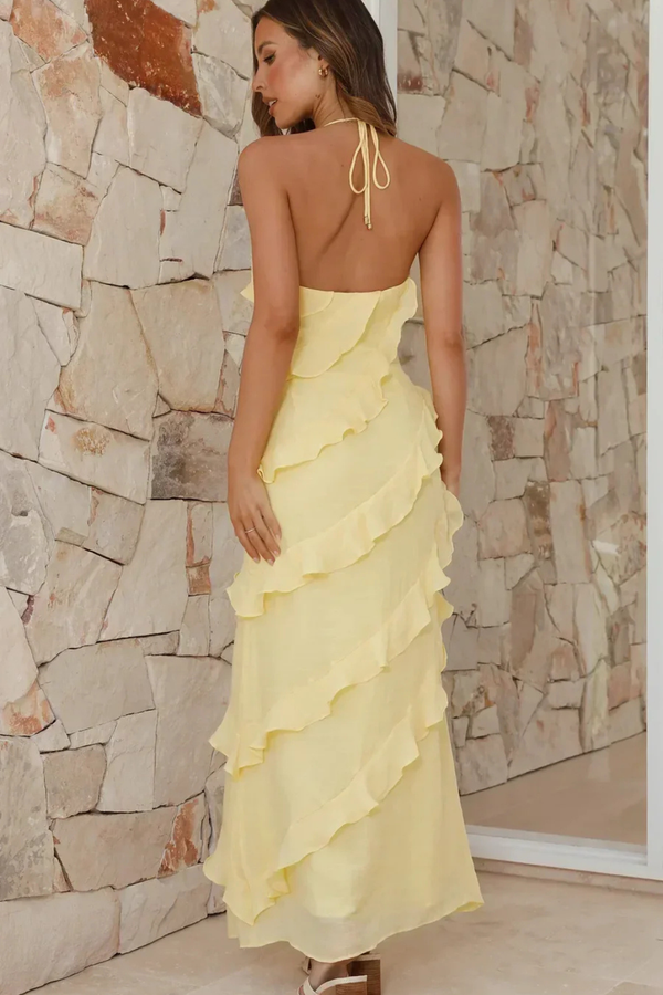 Women’s Tiered Ruffle Maxi Dress with Spaghetti Straps