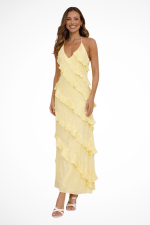 Women’s Tiered Ruffle Maxi Dress with Spaghetti Straps