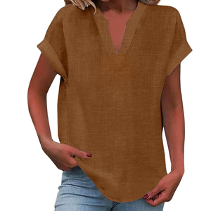 Women’s Casual Relaxed Short Sleeve V-Neck Blouse