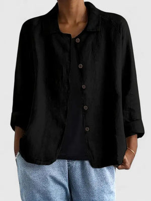 Women's Relaxed Button-Down Blouse with Collared Neckline