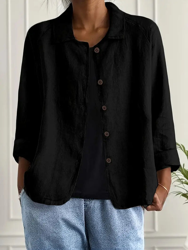 Women's Casual Button-Front Collared Blouse