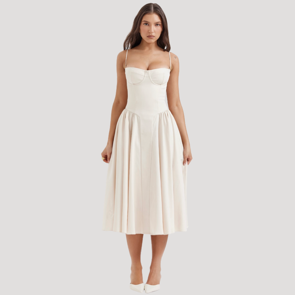 Women's Sweetheart Neckline Corset Midi Dress