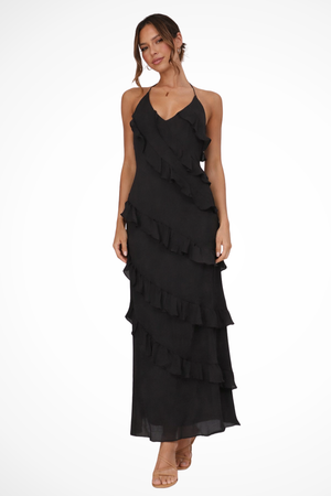 Women’s Tiered Ruffle Maxi Dress with Spaghetti Straps
