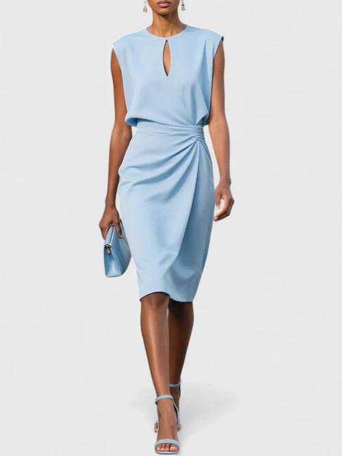 Women’s Elegant Ruched Sheath Cocktail Midi Dress