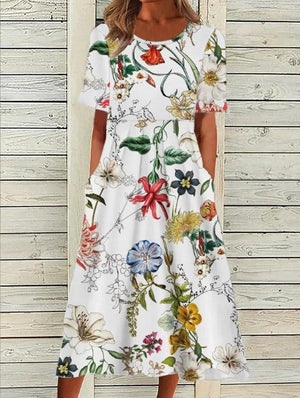 Women's Botanical Bloom A-Line Midi Dress