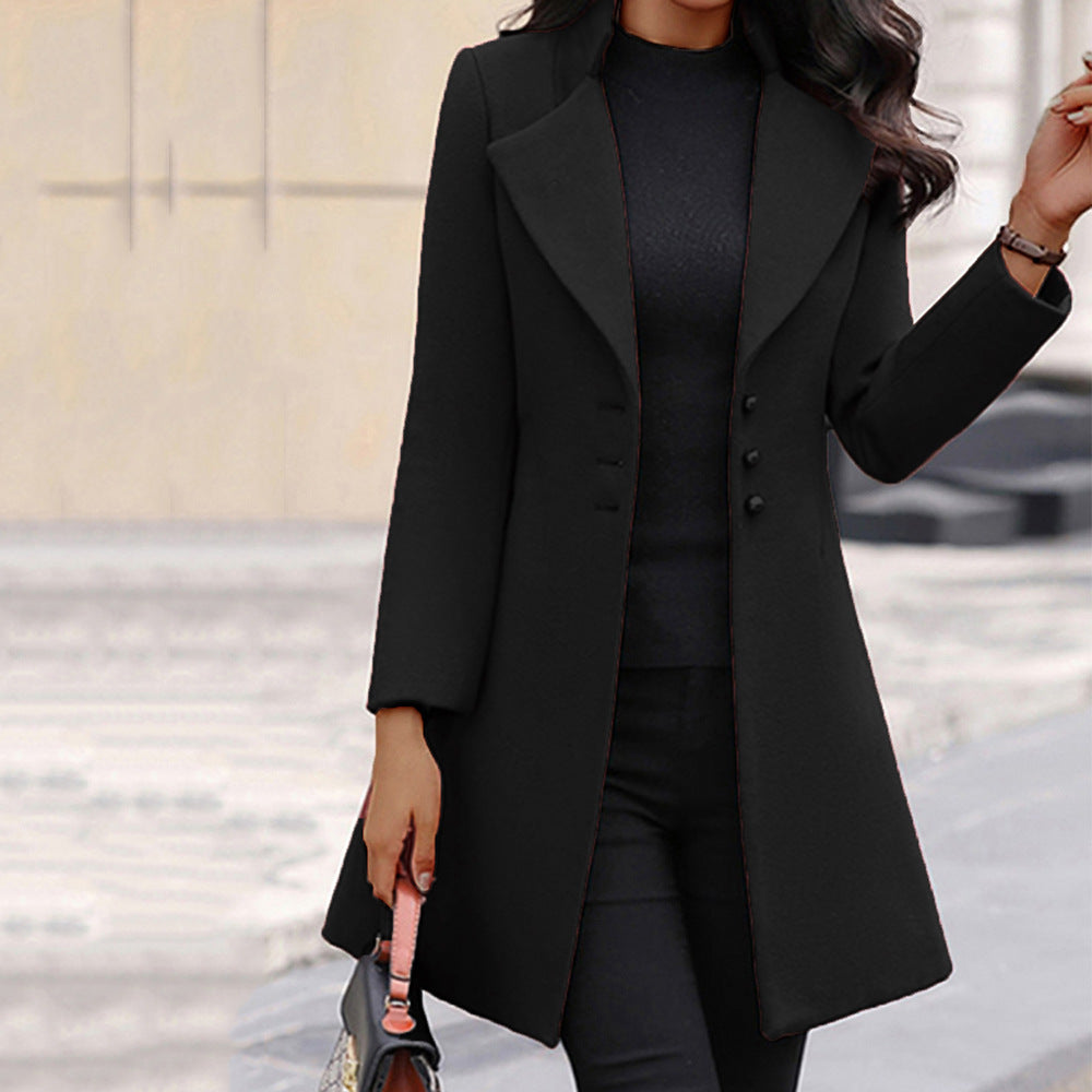 Women's Elegant Longline Lapel Collar Tailored Blazer Coat