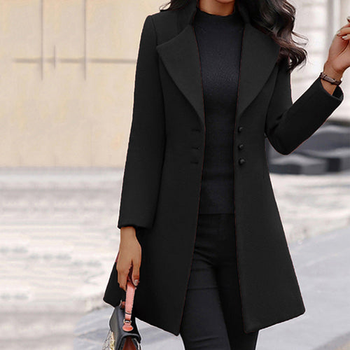Women's Elegant Longline Lapel Collar Tailored Blazer Coat