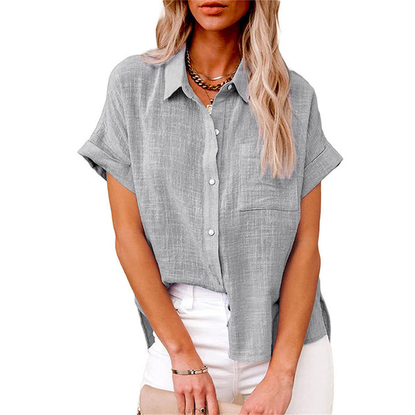 Women’s Casual Button-Up Short Sleeve Blouse