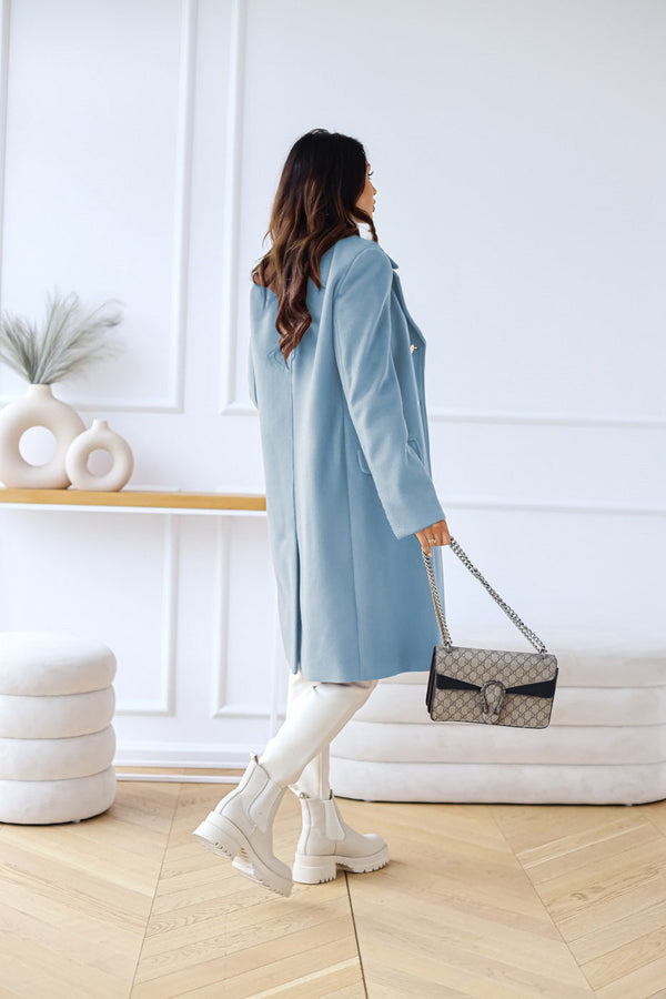 Women's Double-Breasted Long Overcoat with Lapel Collar