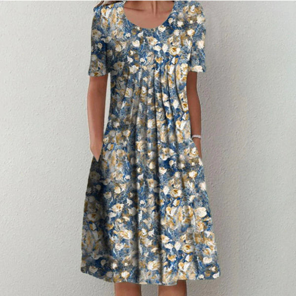 Women’s Floral Short Sleeve Printed Midi Dress
