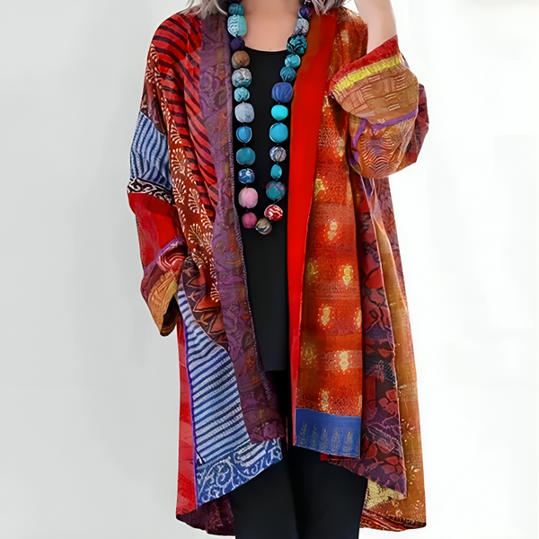 Women’s Bohemian Patchwork Open-Front Cardigan
