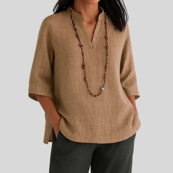 Women's Casual Relaxed Fit V-Neck Blouse
