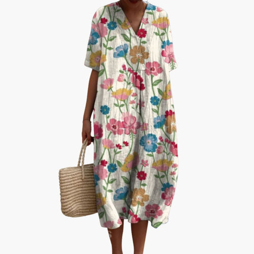 Women's Floral V-Neck Summer Midi Dress