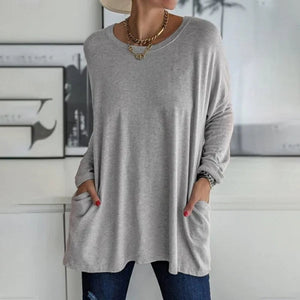 Women's Oversized Pocket Long Sleeve Tunic Top