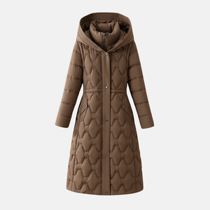 Elegant Quilted Hooded Long Coat