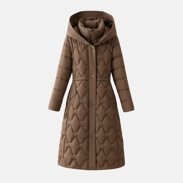 Elegant Quilted Hooded Long Coat
