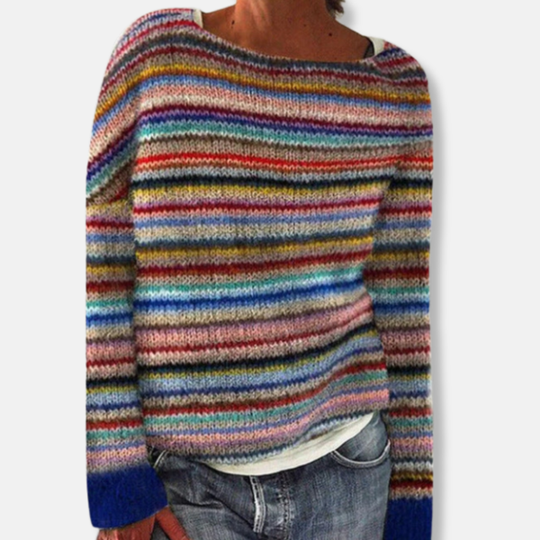 Cozy Casual Women’s Multicolor Pattern Knit Sweater