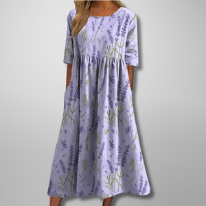 Vestido midi con brisa botánica para mujer