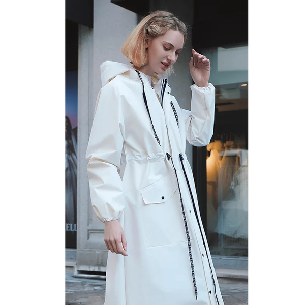 Women's Hooded Waterproof Long Rain Coat