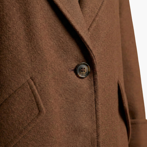 Elegant Long Coat With Notch Lapel And Button Closure