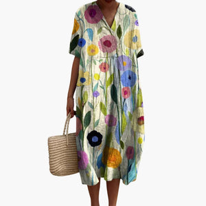 Women's Floral V-Neck Summer Midi Dress