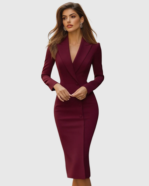 Women's Tailored Midi Dress Long Sleeve