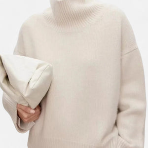 Suéter oversize de punto con cuello alto para mujer