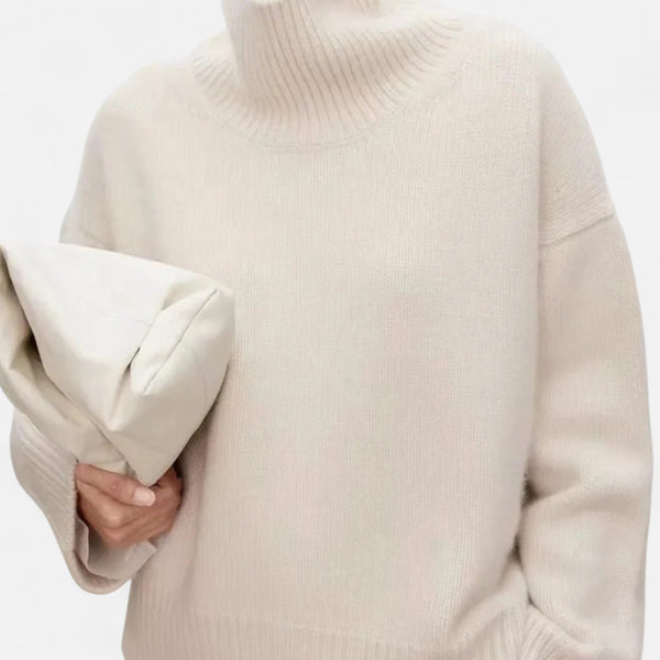 Suéter oversize de punto con cuello alto para mujer