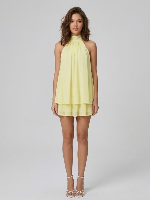 Vestido mini sin espalda para mujer con escote halter