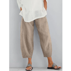 Women's Relaxed Barrel-Leg Cropped Pants with Tapered Silhouette