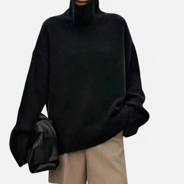 Suéter oversize de punto con cuello alto para mujer