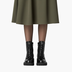 Women's Lace-Up Boots with Side Zip and Thick Sole