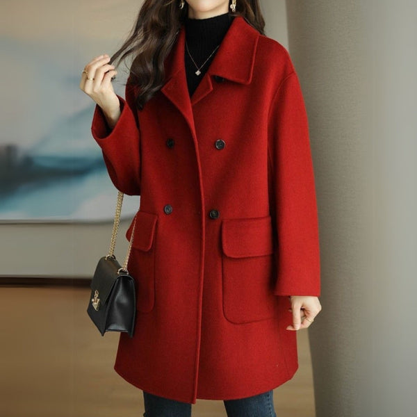 Women's Double-Breasted Mid-Length Coat