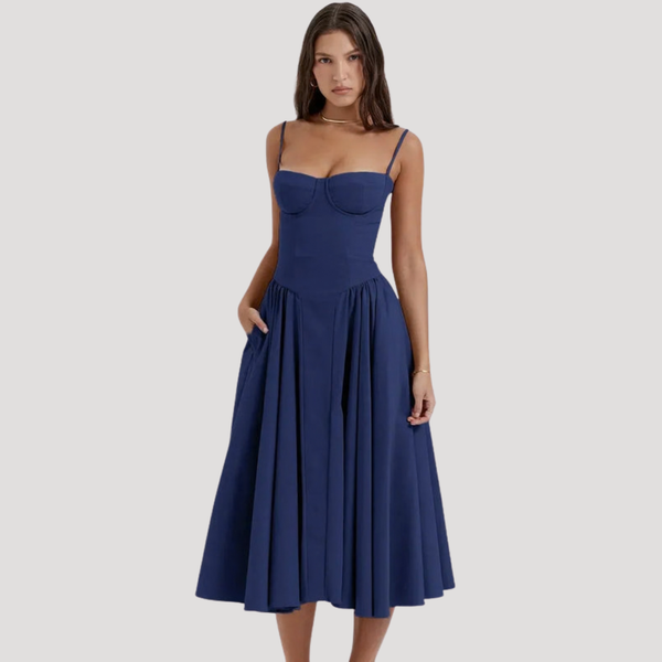 Women's Sweetheart Neckline Corset Midi Dress