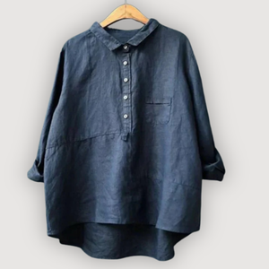 Women’s Relaxed Fit Linen Button-Up Blouse