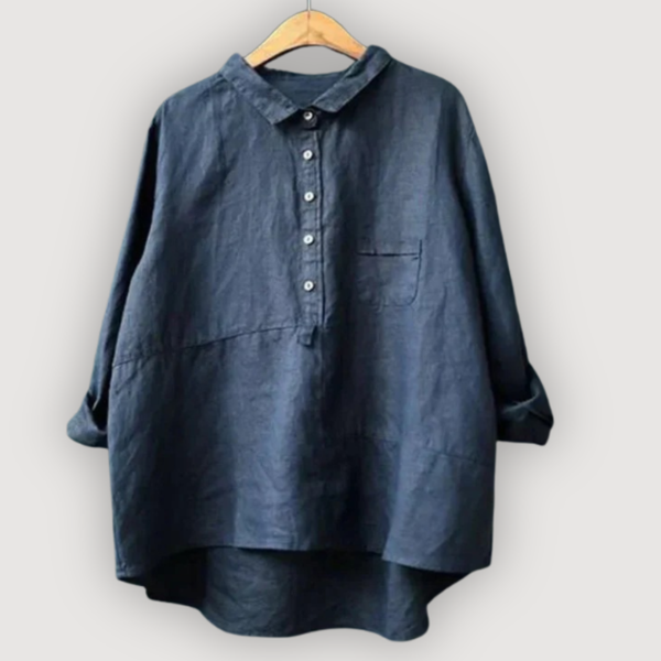 Women’s Relaxed Fit Linen Button-Up Blouse