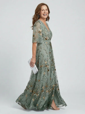 Women’s Floral Boho V-Neck Short Sleeve Maxi Dress
