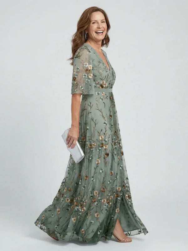 Women’s Floral Boho V-Neck Short Sleeve Maxi Dress