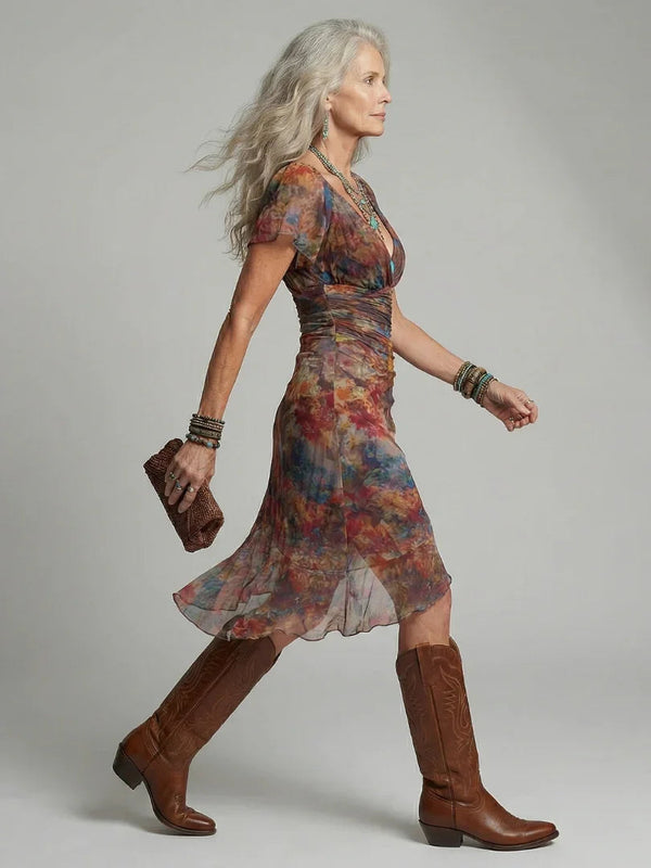 Women's Halter Midi Dress with Asymmetrical Hem