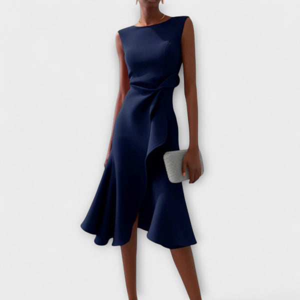 Women’s Elegant Sleeveless Flowy Waist Midi Dress